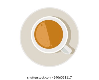 Café con fondo blanco. Copa con bebida caliente. Ilustración del vector