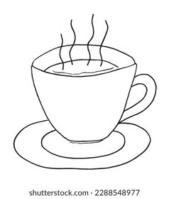 Coffee mug outline illustration vector image. Hand drawn coffee mug sketch image artwork. Simple original logo icon from pen drawing sketch.