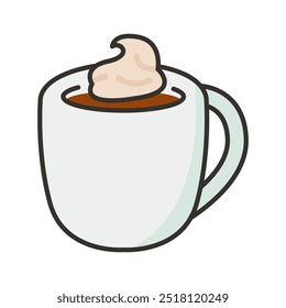 Coffee mug with outline style