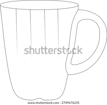 Coffee mug outline vector illustration featuring a simple and clean line art design. This minimal cup drawing represents a classic beverage mug commonly used for coffee, tea, and other hot drinks. The illustration highlights the shape of a modern mug with a handle, created in a smooth outline style that is easy to edit and customize.

The minimal design makes this vector suitable for a wide range of creative uses including menu designs, cafe branding, kitchen graphics, beverage related posters, packaging, icons, and educational materials. The outline style also works well for coloring pages, printable worksheets, and digital design projects.

This scalable vector illustration can be used for both print and digital applications such as websites, mobile apps, social media graphics, and promotional materials. Designers and content creators can easily modify the artwork to fit different creative concepts related to beverages, coffee shops, restaurants, and kitchen themes.