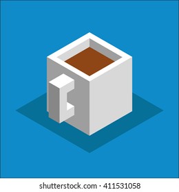 Coffee Mug painted isometric. Vector illustration. Tea and coffee cup icon, isometric 3d style