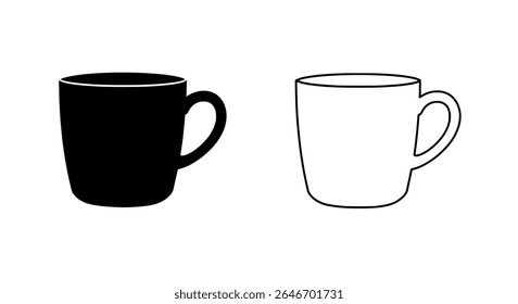 Coffee Mug Pair Silhouette Vector - Hot Beverage Icons for Morning Routine, Cafe Branding, or Lifestyle Design Concepts