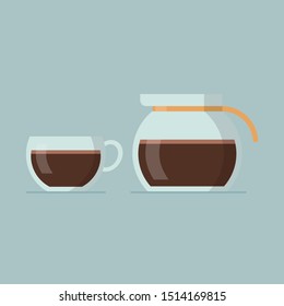 Coffee mug and pot, vector illustration