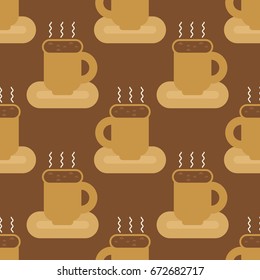 Coffee mug seamless pattern. cup of hot drink background