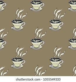 Coffee mug seamless pattern. Original design for print or digital media.