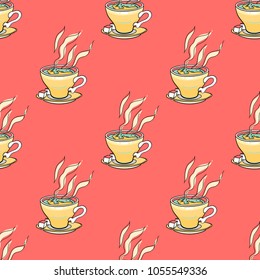 Coffee mug seamless pattern. Original design for print or digital media.