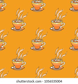 Coffee mug seamless pattern. Original design for print or digital media.