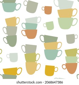 Coffee Mug Seamless Pattern. Vector wallpaper design