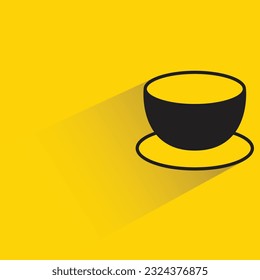 coffee mug with shadow on yellow background
