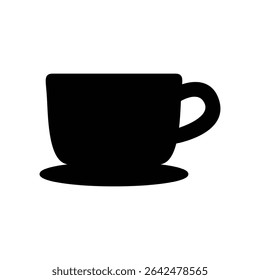 Coffee Mug Silhouette, Flat Vector Icon for Drink Menus and Branding.