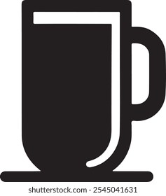 coffee mug silhouette icon in vector EPS format, perfect for cafe, beverage, and breakfast themes. Simple and stylish, ideal for logos, menus, apps, and designs related to coffee culture.