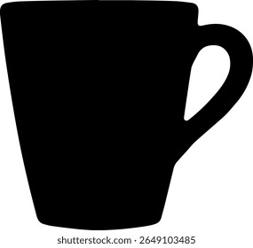Coffee Mug Silhouette Vector Office Drink Icon on White Background