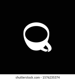 Coffee mug simple logo icon sign. Minimal cup icon vector illustration. Isolated on black background