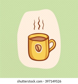 Coffee mug sketchy vector clipart. Vector design element. Sketch for flyer, banner, ad, package, poster. Hand drawn mug of hot Coffee with bean. 