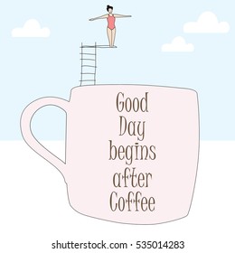 coffee mug slogan illustration for print