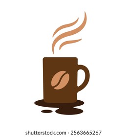 coffee mug with spilled coffee icon vector illustration