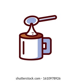 Coffee mug and spoon design of time drink breakfast beverage shop morning store aroma and caffeine theme Vector illustration