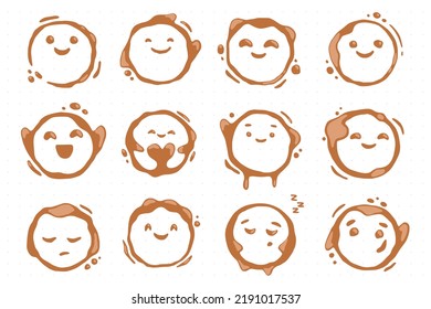 Coffee mug stain character collection. 