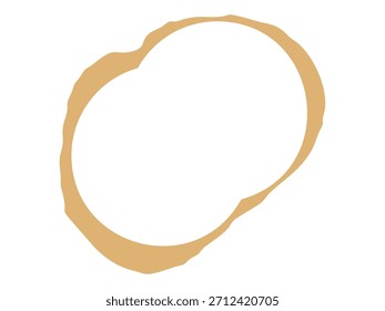 Taza de café mancha rastro. Marca de anillo de taza sucia. Salpicadura de té marrón o salpicadura de bebida de café aislado sobre fondo blanco. Punto líquido redondo desordenado