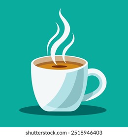 coffee mug with steam in flat design style. Vector illustration