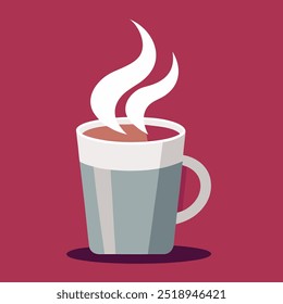 Taza de café con vapor en estilo de diseño plano. Ilustración vectorial