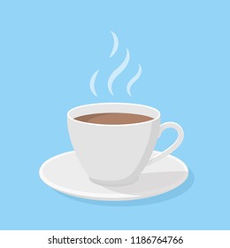 Coffee mug with steam in flat style - stock vector.