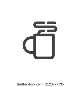 Coffee mug with steam line icon. linear style sign for mobile concept and web design. Hot coffee outline vector icon. Symbol, logo illustration. Vector graphics