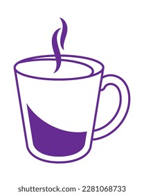 coffee mug with steam rising icon isolated