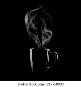 Coffee Mug With Steam,Steaming Of Tea Or Coffee Isolate Vector