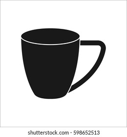 Coffee mug or Teacup symbol simple silhouette icon on background