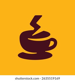 Coffee Mug and Thunder Bolt Logo Concept