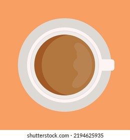 Coffee mug Draufsicht animierte Cartoon Symbol Clip Art Logo . Cappuccino Espresso Latmilch brauner Kaffee Vektorgrafik