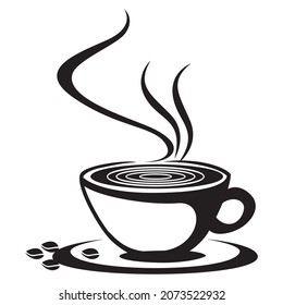 vector de taza de café negro y blanco