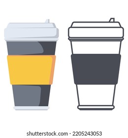 Coffee mug vector cartoon illustration and icon isolated on a white background.