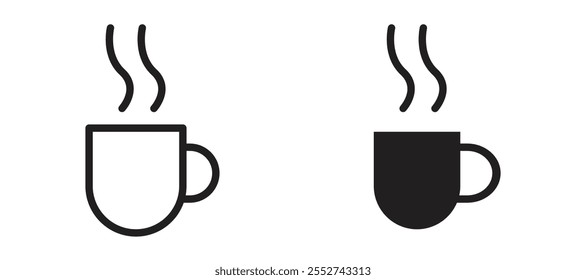 Coffee mug vector icon set black filled and outlined style.