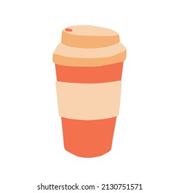 Coffee mug vector illustration. Eco friendly coffee cup. zero waste mug doodle