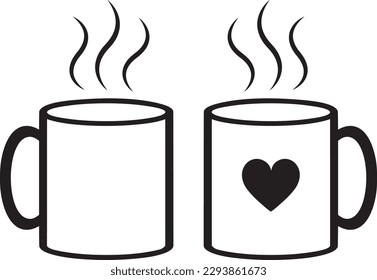 Coffee Mug Vector Ilustración con corazón