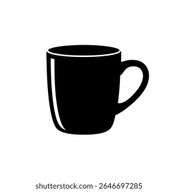Coffee Mug Vector Illustration - Silhouette Icon of Hot Beverage Cup for Kitchen and Cafe Themes