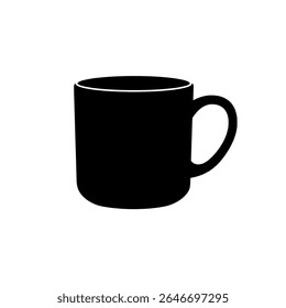 Coffee Mug Vector Illustration - Silhouette Icon of Hot Beverage Cup for Kitchen and Cafe Themes