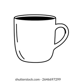 Coffee Mug Vector Illustration - Silhouette Icon of Hot Beverage Cup for Kitchen and Cafe Themes