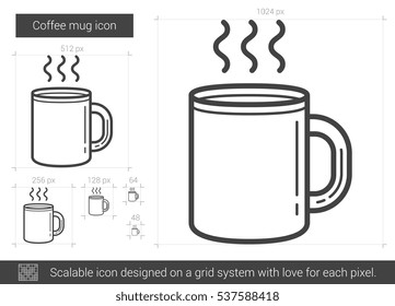 Coffee mug vector line icon isolated on white background. Coffee mug line icon for infographic, website or app. Scalable icon designed on a grid system.