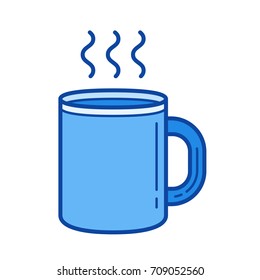 Coffee mug vector line icon isolated on white background. Coffee mug line icon for infographic, website or app. Blue icon designed on a grid system.