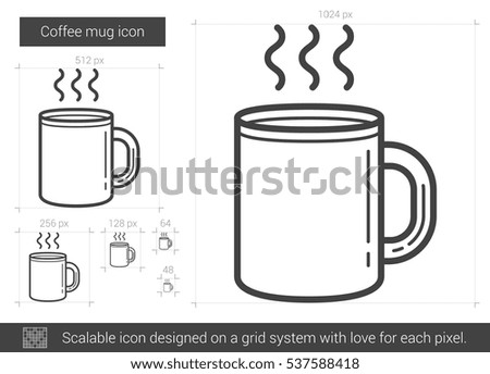 Coffee mug vector line icon isolated on white background. Coffee mug line icon for infographic, website or app. Scalable icon designed on a grid system.