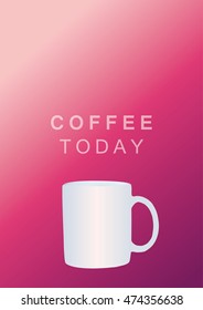 Coffee mug vector on pink purple background