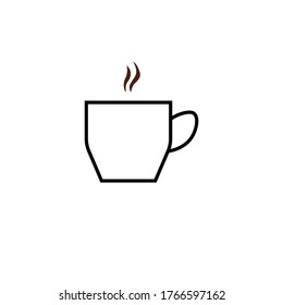 Kaffeebeutel, Vektorgrafik auf weißem Hintergrund. Symbol für dünne Linie, Cappuccino, Braukaffee, Coffee Shop-Logo. Menüsymbole. Heißer flüssiger Rauch.