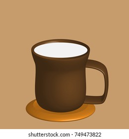 Coffee mug vector with saucer.