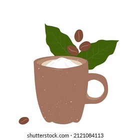 Coffee mug vector stock illustration. Cute doodle cartoon coffee shop icons. For coffee and bakery for cafe menu, including supply item and equipment. Isolated on a white background.