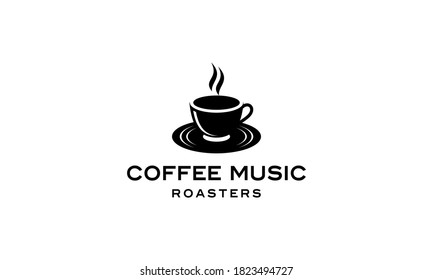Coffee Mug Vinyl Disc Music Logo Design Inspiration