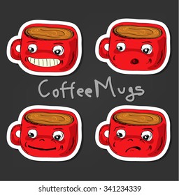 Coffee mugs Hand drawn