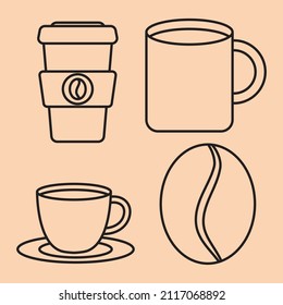 coffee mugs icon set design
